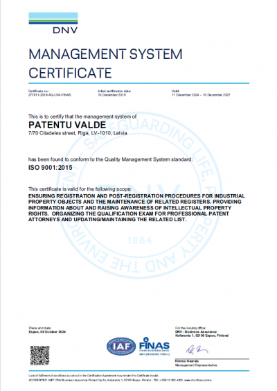 KVS 9001 certificate