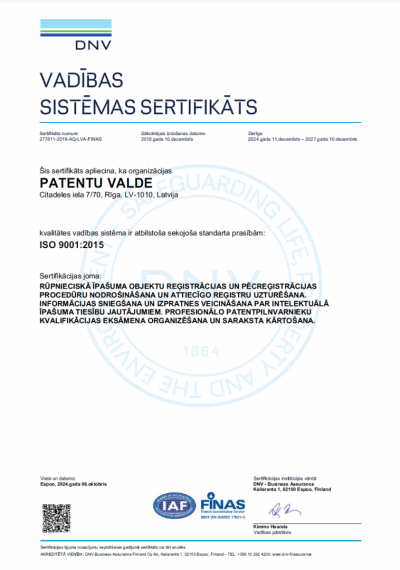 KVS 9001 sertifikāts