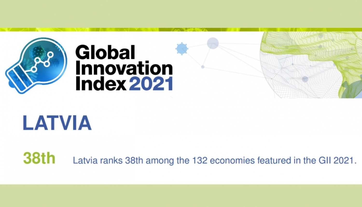 Global inovation index 2021. Latvia 38th